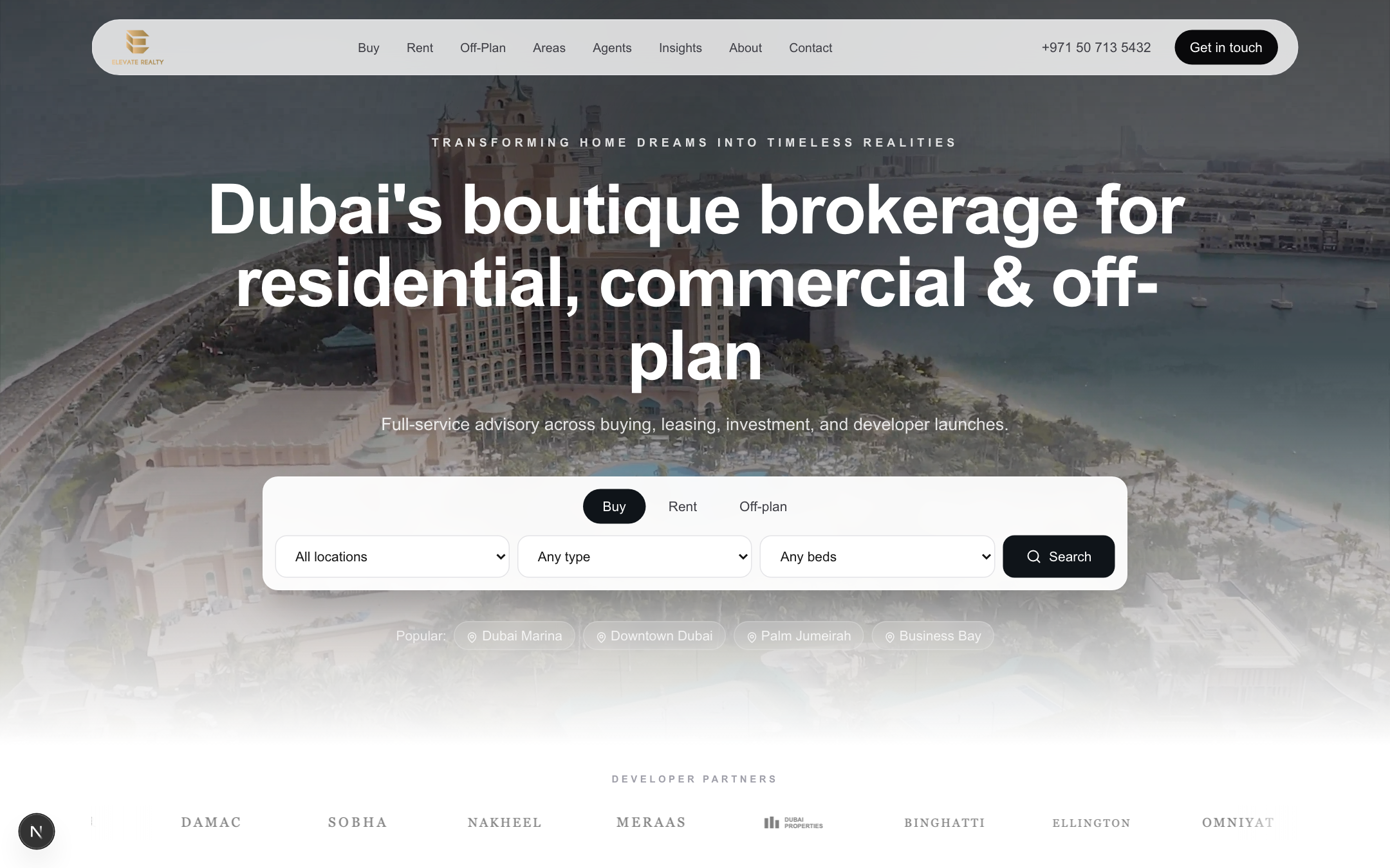 Elevate Realty website