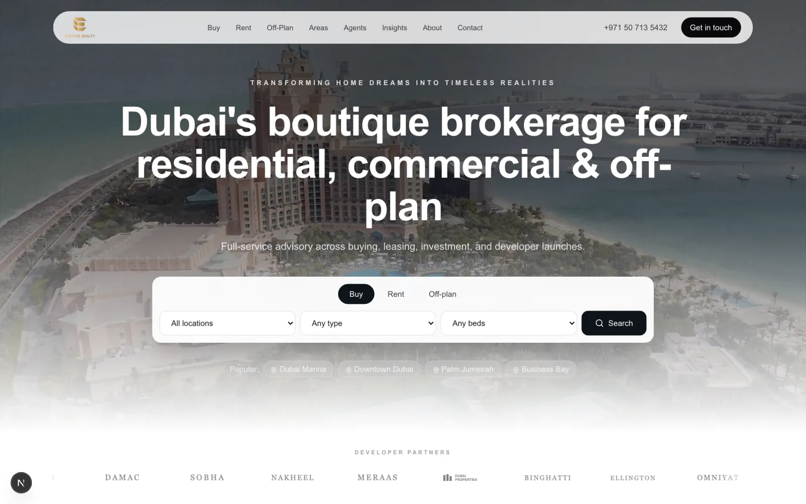 Elevate Realty website